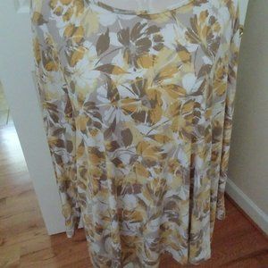 Women's XL Yelow/Tan Tunic Top NWT